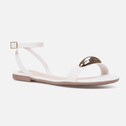 Segunda imagem do produto Sandália Feminina Lesma Rasteira Com Tira No Tornozelo Off White