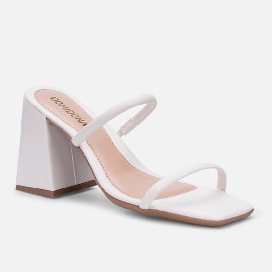 Segunda imagem do produto Sandália Feminina Off White Salto Alto Bloco Tiras Duplas
