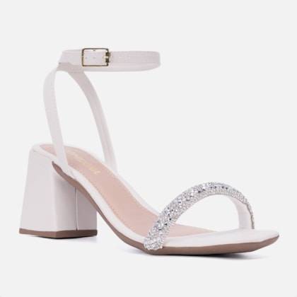 Segunda imagem do produto Sandália Feminina Off White Tira Com Fivela Salto Alto Bloco