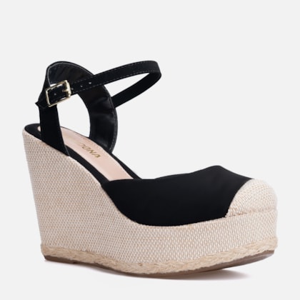 Segunda imagem do produto Sandália Feminina Preta Salto Anabela Bico Fechado