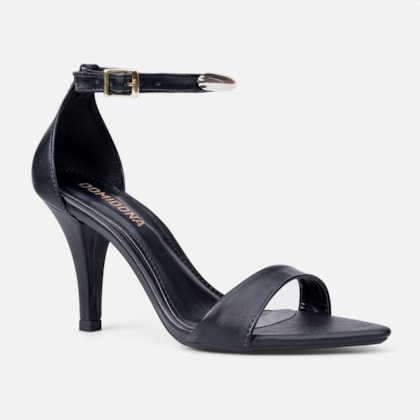 Segunda imagem do produto Sandália Feminina Preta Salto Fino Enfeite Metalizado
