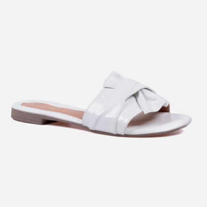 Segunda imagem do produto Sandália Feminina Rasteira Enfeite Laço Branca