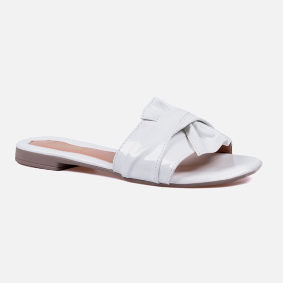 Segunda imagem do produto Sandália Feminina Rasteira Enfeite Laço Branca