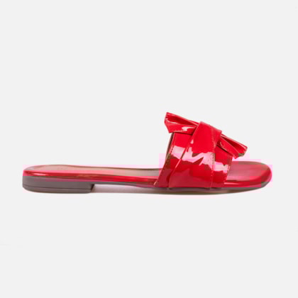 Sandália Feminina Rasteira Enfeite Laço Vermelha
