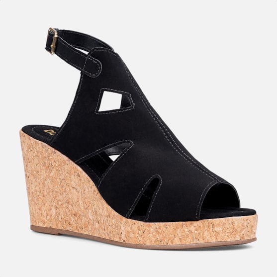 Segunda imagem do produto Sandália Feminina Salto Amadeirado Estilo Anabela Preta