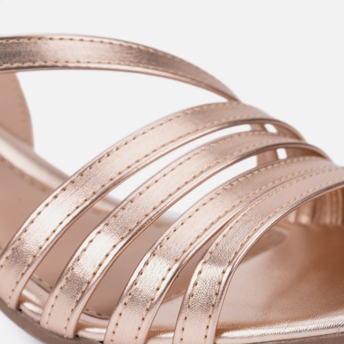 Sandália Feminina Salto Bloco Confortável Tiras Elegantes Moda Cobre