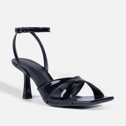 Segunda imagem do produto Sandália Feminina Salto Fino Tira Dupla e Bico Quadrado Preta