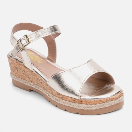 Segunda imagem do produto Sandália Salto Anabela Dourada Plataforma Menina Infantil