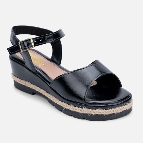 Segunda imagem do produto Sandália Salto Anabela Preta Plataforma Menina Infantil