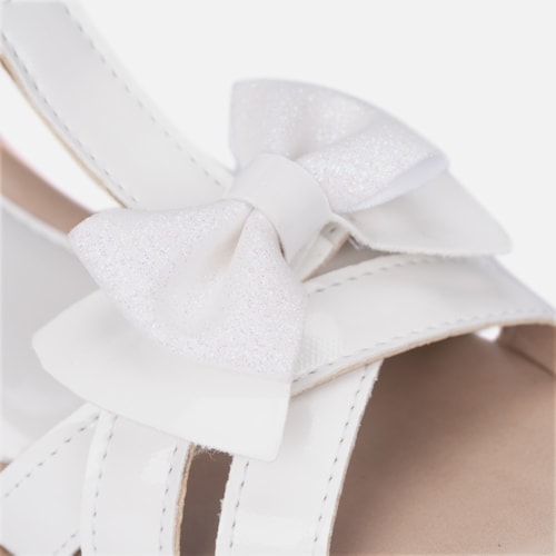 Sandália salto infantil 3 tiras laço Branco