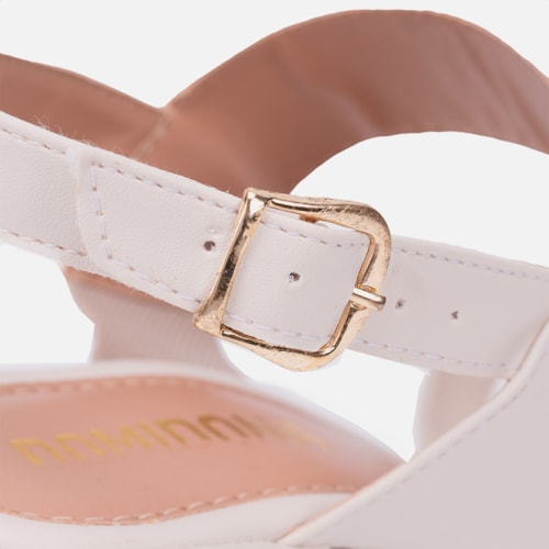Sandália Salto Médio Grosso Tiras Cruzadas Feminina Domidona Off White