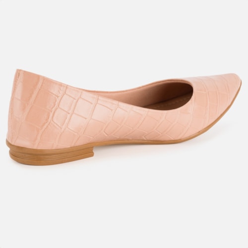 Sapatilha Feminina Bico Fino Animal Print Elegante Confortável Nude