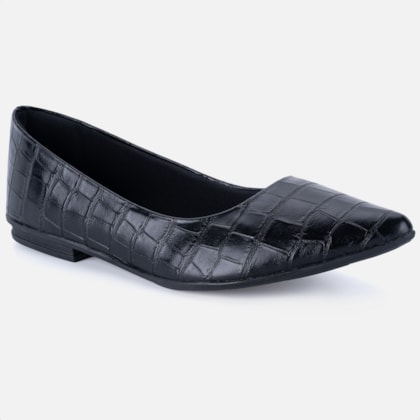 Segunda imagem do produto Sapatilha Feminina Bico Fino Animal Print Elegante Confortável Preta