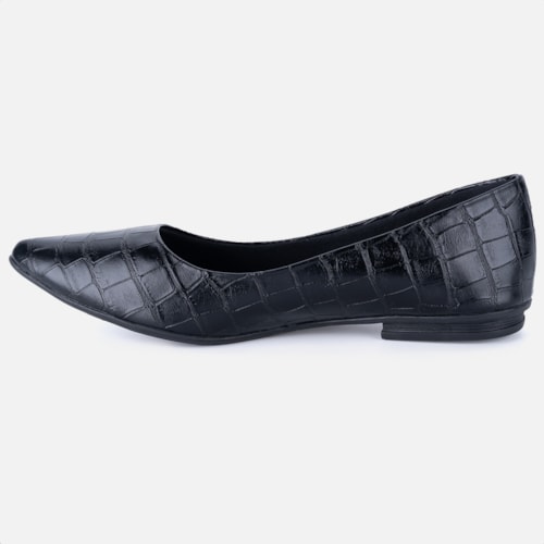Sapatilha Feminina Bico Fino Animal Print Elegante Confortável Preta