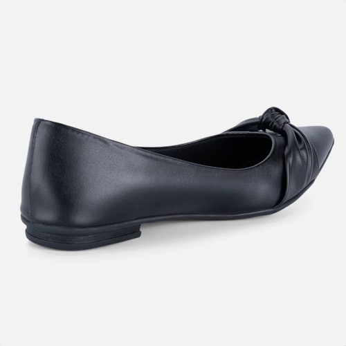 Sapatilha Feminina Bico Fino Detalhe Laço Elegante Da Moda Preta