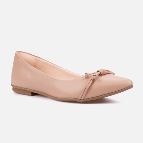 Segunda imagem do produto Sapatilha Feminina Bico Fino Detalhe Tira Em Nó Da Moda Nude