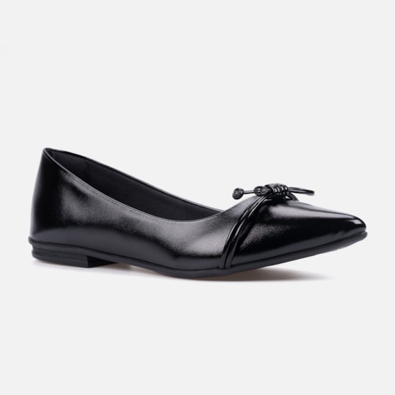 Segunda imagem do produto Sapatilha Feminina Bico Fino Detalhe Tira Em Nó Da Moda Preto