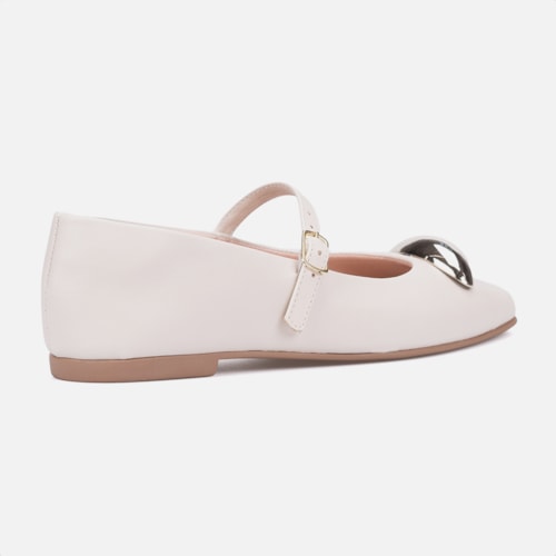Sapatilha Feminina Estilo Boneca ABS Metalizado Off White