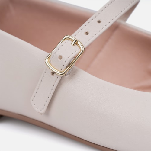 Sapatilha Feminina Estilo Boneca ABS Metalizado Off White