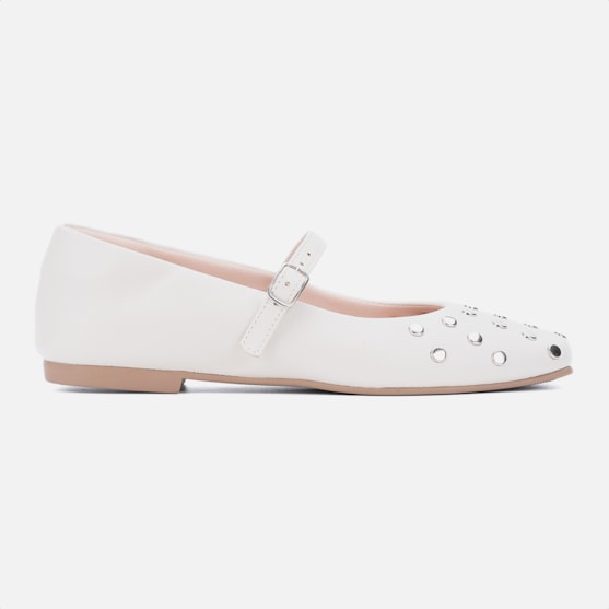 Sapatilha Feminina Tachas Metálicas Bico Quadrado