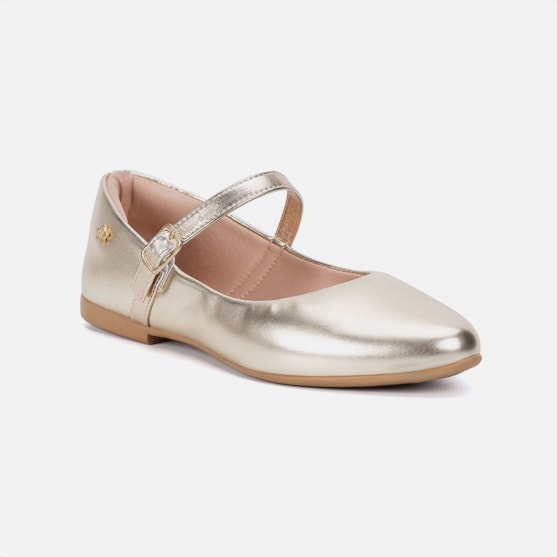 Segunda imagem do produto Sapatilha Infantil Menina Estilo Boneca Bico Fino Dourada