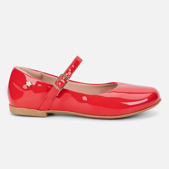 Sapatilha Infantil Menina Estilo Boneca Bico Fino Vermelha