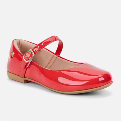 Segunda imagem do produto Sapatilha Infantil Menina Estilo Boneca Bico Fino Vermelha