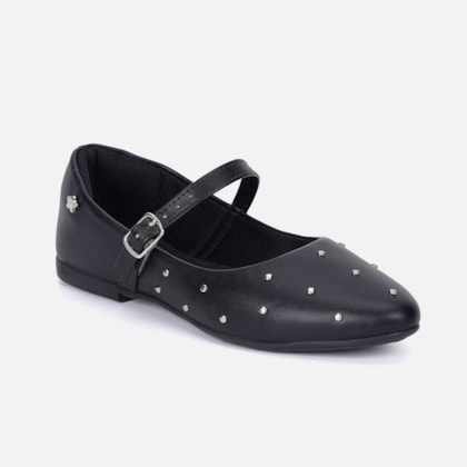 Segunda imagem do produto Sapatilha Infantil Preta Bico Fino E Tachas Cromadas