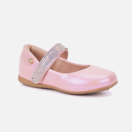 Segunda imagem do produto Sapatilha Infantil Rose Menina Bico Redondo Tira De Strass