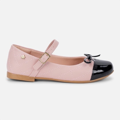 Sapatilha Menina Infantil Rosa Biqueira Verniz e Laço