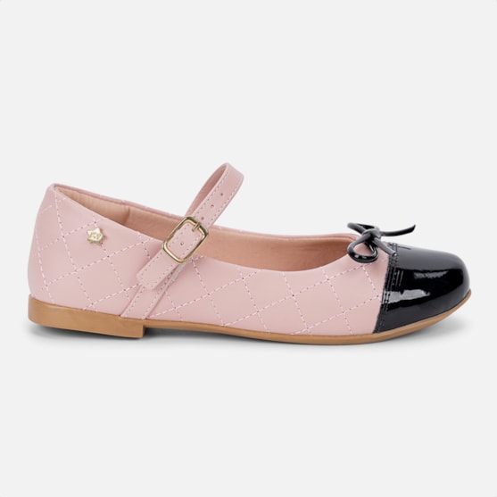 Sapatilha Menina Infantil Rosa Biqueira Verniz e Laço