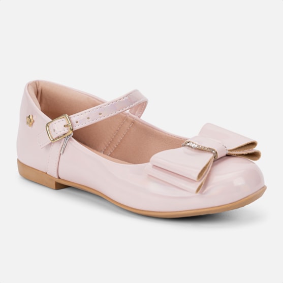 Segunda imagem do produto Sapatilha Menina Infantil Rose Laço Com Strass Bico Redondo