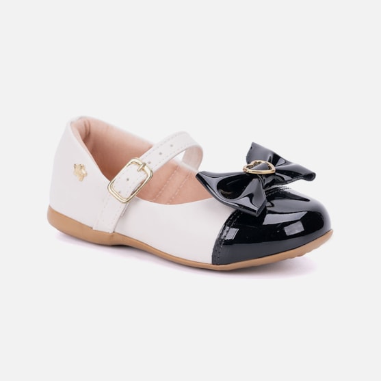 Segunda imagem do produto Sapatilha Off White Menina Infantil Biqueira E Laço Fashion