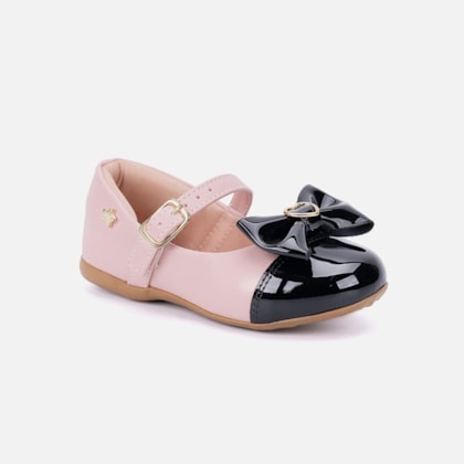 Segunda imagem do produto Sapatilha Rosa Menina Infantil Biqueira E Laço Fashion