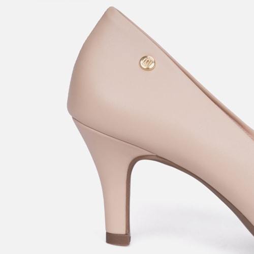 Scarpin Feminino Bico Fino Metalizado Salto Alto Agulha Elegante Nude