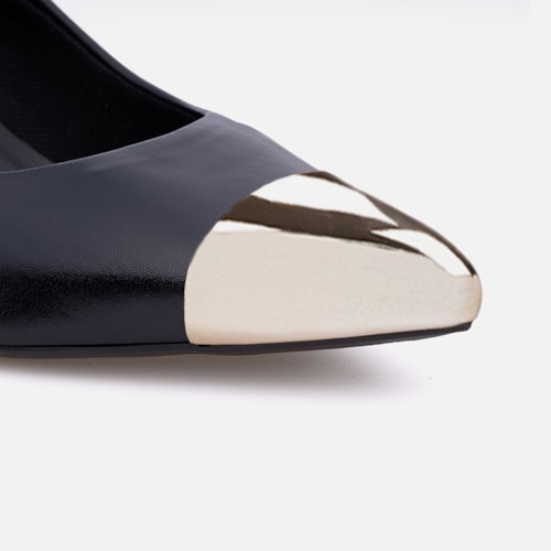 Scarpin Feminino Bico Fino Metalizado Salto Alto Agulha Elegante Preto