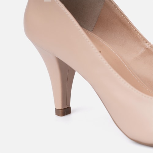 Scarpin Feminino Nude Bico Fino Enfeite Metalizado
