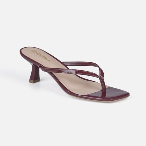 Tamanco de Dedo Domidona Bico quadrado Salto Fino Elegante Marsala