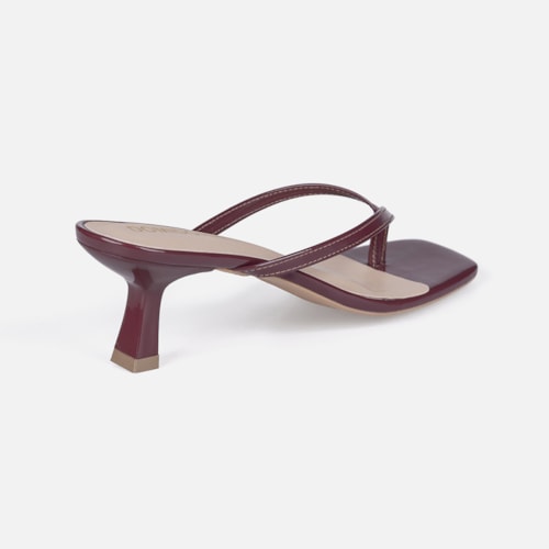 Tamanco de Dedo Domidona Bico quadrado Salto Fino Elegante Marsala