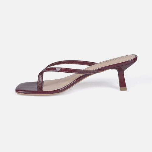 Tamanco de Dedo Domidona Bico quadrado Salto Fino Elegante Marsala