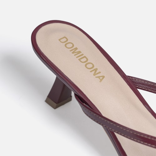 Tamanco de Dedo Domidona Bico quadrado Salto Fino Elegante Marsala