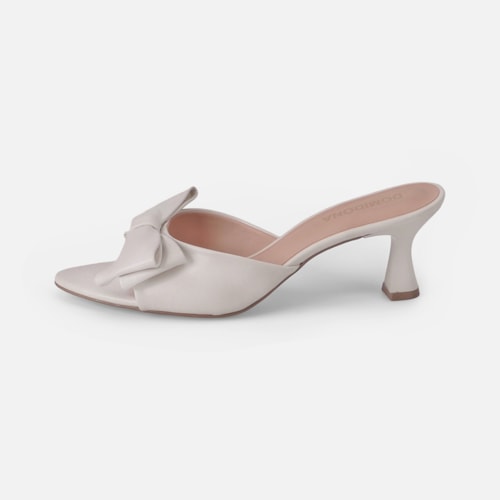Tamanco Feminino Domidona Bico Folha Salto Taça Elegante Off White