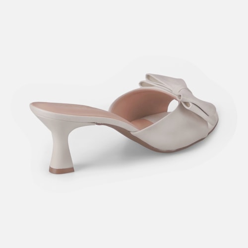 Tamanco Feminino Domidona Bico Folha Salto Taça Elegante Off White