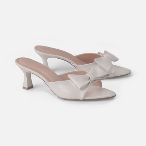 Tamanco Feminino Domidona Bico Folha Salto Taça Elegante Off White