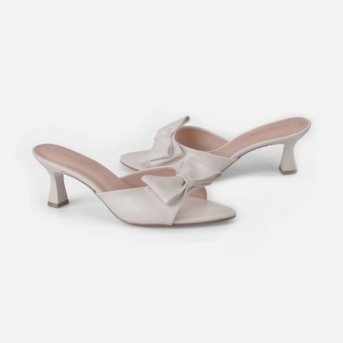 Tamanco Feminino Domidona Bico Folha Salto Taça Elegante Off White