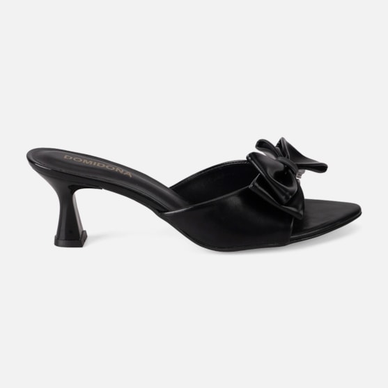 Tamanco Feminino Domidona Bico Folha Salto Taça Elegante Preto