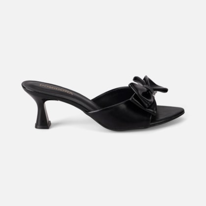 Tamanco Feminino Domidona Bico Folha Salto Taça Elegante Preto