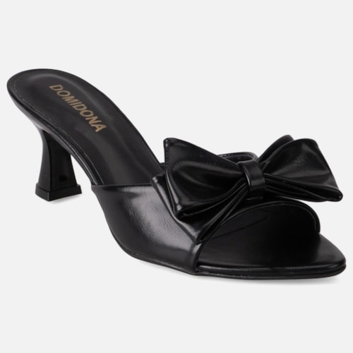 Tamanco Feminino Domidona Bico Folha Salto Taça Elegante Preto - foto3 de 12