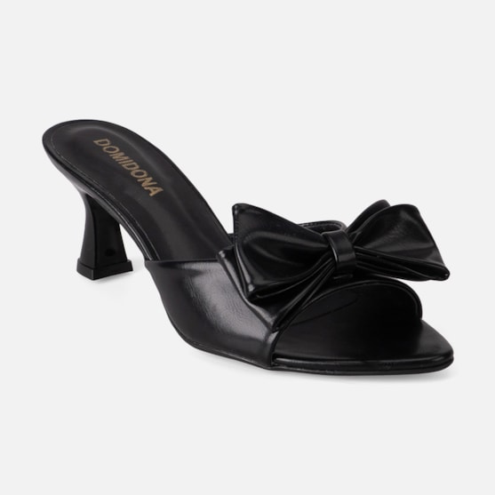 Segunda imagem do produto Tamanco Feminino Domidona Bico Folha Salto Taça Elegante Preto