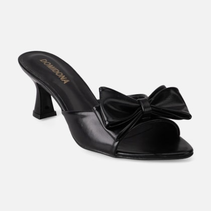Segunda imagem do produto Tamanco Feminino Domidona Bico Folha Salto Taça Elegante Preto